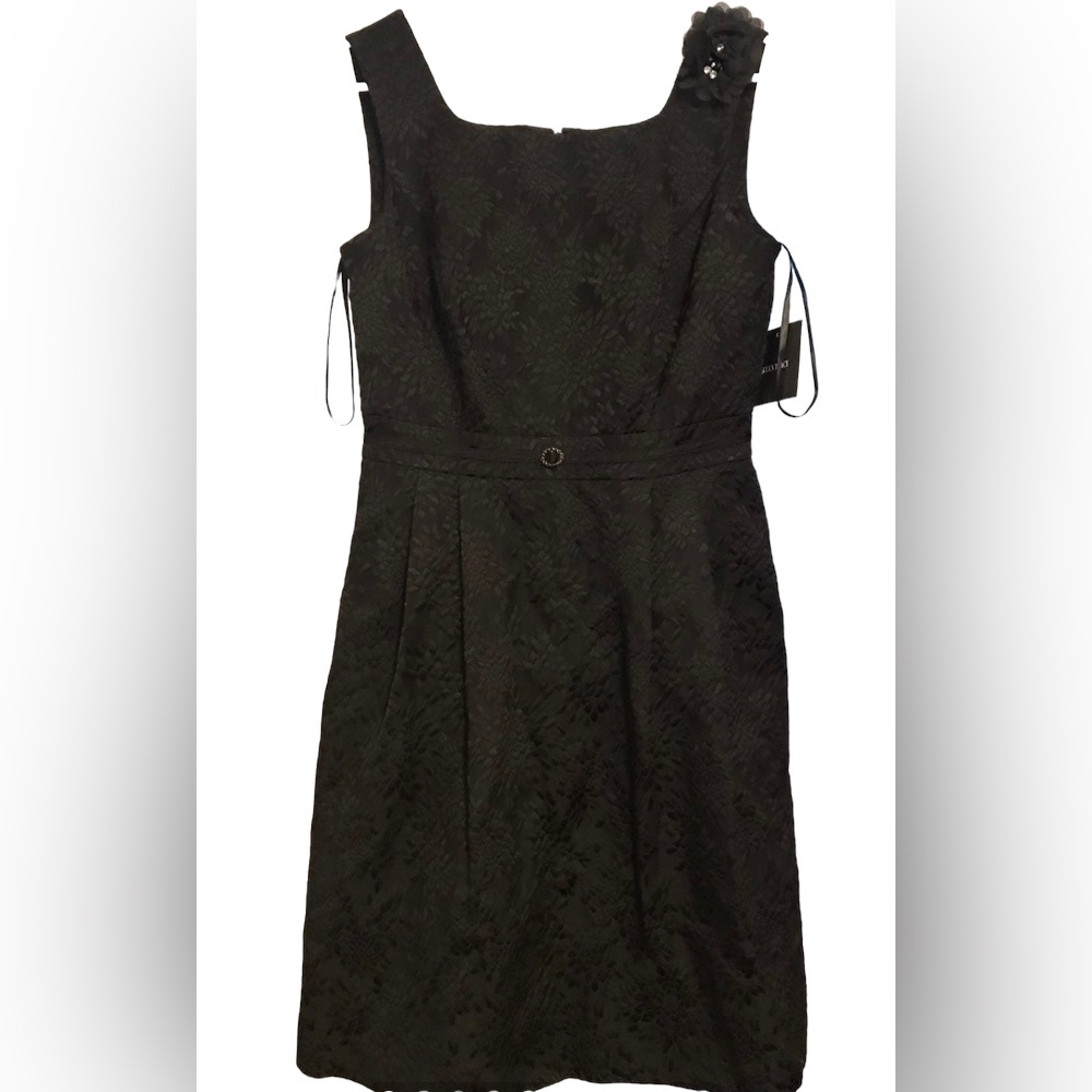 NWT Ellen Tracy Floral Sleeveless Black Cocktail Dress Size 6P